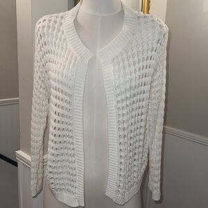Wispr Pointelle Silk-blend Crotched White Cardigan. X-Large.  Gently worn.